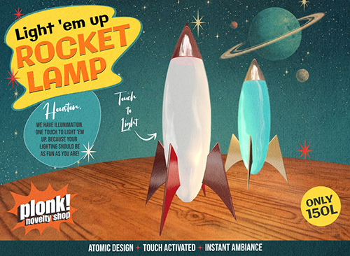 Plonk Rocket Lamp advertisement